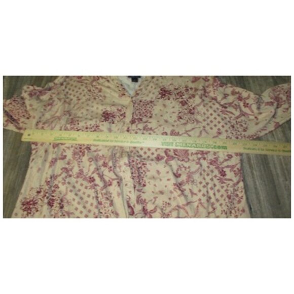 Daytrip Womens Small Tie Slv Top Taupe Burgundy Fairy Grunge Cottage Core Boho - Picture 7 of 13